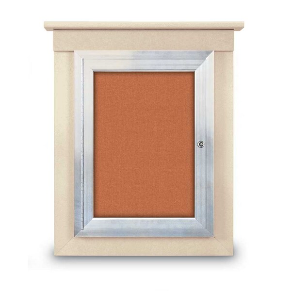 42"x32" 2-Door Enclosed Letterboard, Green Vinyl/Walnut